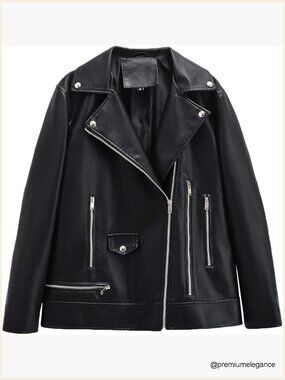 Vegan Leather Faux Leather Jacket Motorcycle Biker Moto Jacket